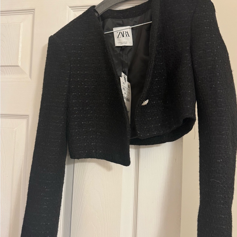 Zara Black Women's Cropped blazer skirt set
